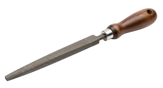 Hand file tool with wooden handle isolated PNG with Transparent Background - Powered by Adobe