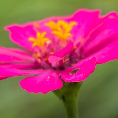 Obraz premium Closeup view of blooming pink zinnia