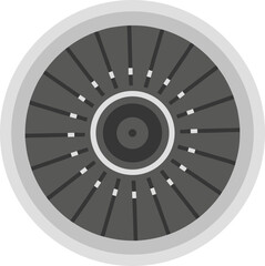 Simple Flat Illustration Jet Engine Front View Machine Component