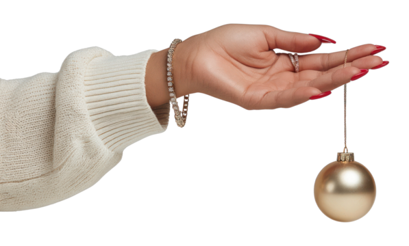 PNG Elegant hand holding ornament
