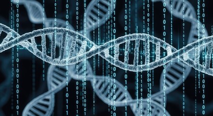 Abstract digital representation of dna helix with binary code