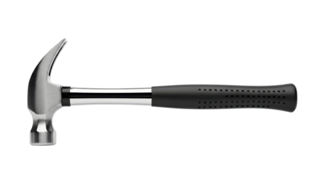 Steel claw hammer with black grip isolated PNG with Transparent Background