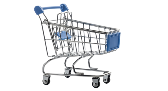 Miniature shopping cart isolated PNG with Transparent Background