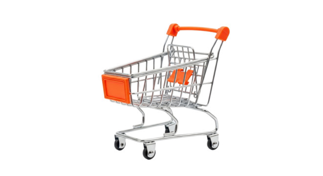 Miniature shopping cart isolated PNG with Transparent Background