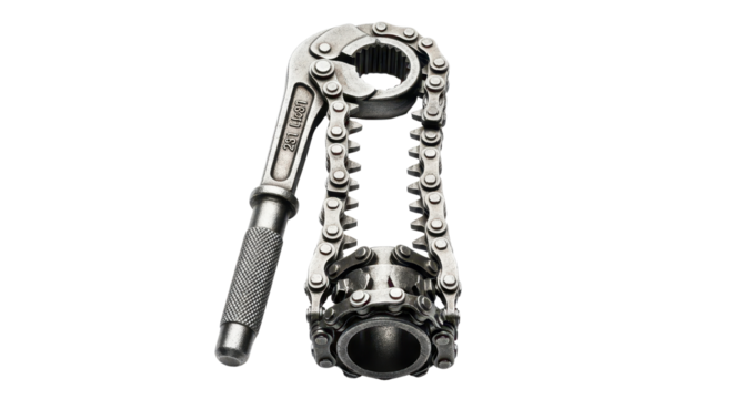 Pipe chain wrench tool isolated PNG with Transparent Background