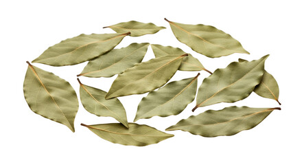 Pile of dried bay leaves isolated PNG with Transparent Background