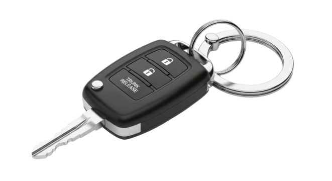 Modern car key fob with remote isolated PNG with Transparent Background