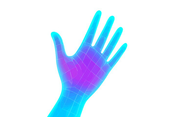 Obraz premium Digital hand illustration with blue and purple gradient design hologram hand