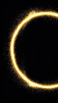 Golden Glitter Letter C Swirls With Sparkles On Black Background