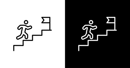 Ladder Success White Icon Set Design