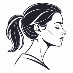 Woman profile silhouette with ponytail closed eyes