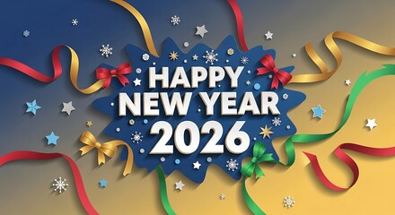 New year 2026 party celebration with streamers and confetti