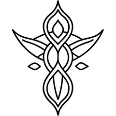 Abstract celtic knot design with floral elements isolated on white background