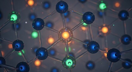 Abstract molecular structure with glowing nodes and connections