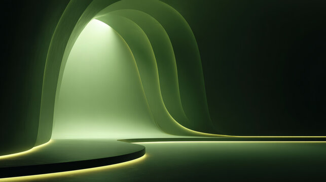 Abstract Wave of Green Light with a Smooth Surface