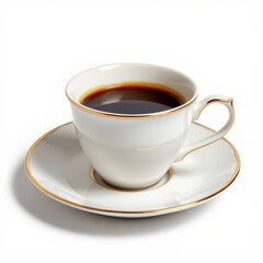 Obraz premium Beautiful cup and saucer set featuring classic design, perfect for enjoying warm beverage. elegant white porcelain is accented with delicate gold rim, enhancing its sophisticated appearance