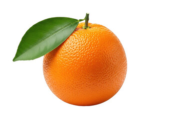 Fresh orange with leaf isolated on transparent background