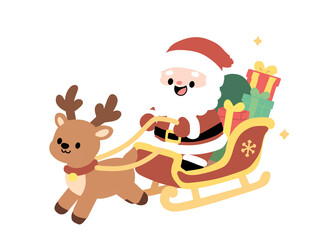 Santa Claus pulling a sleigh