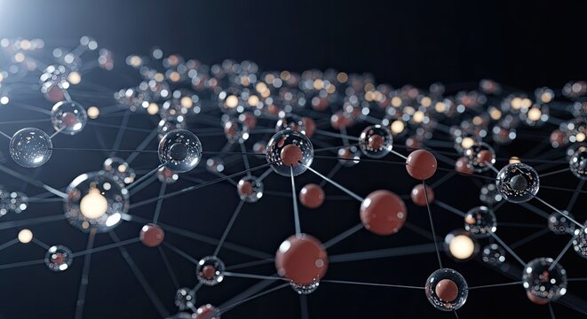 Abstract molecular structure with glowing nodes