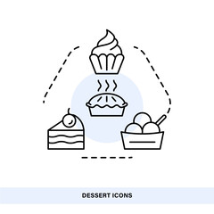 Dessert Icons — Minimal Sweet Food Line Icon Set for Bakery, Cafe, Menu, and Confectionery Projects