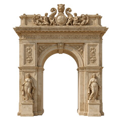 Architectural splendor: Ornate stone archway with intricate carvings and classical details