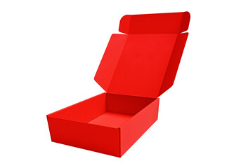 Open red Cardboard box, transparent background