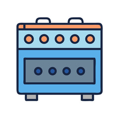 Illustration of an appliance with orange details and blue colors