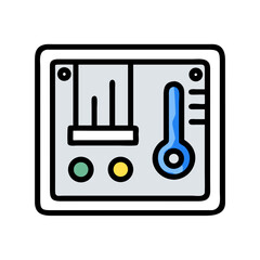Graphical illustration of temperature and signal indicator on panel