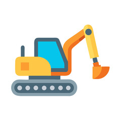Simple illustration of an excavator construction machinery on black