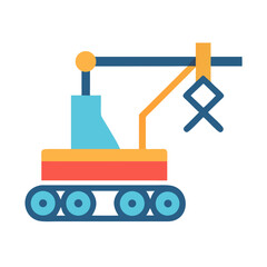 Stylized flat vector icon of construction crane equipment