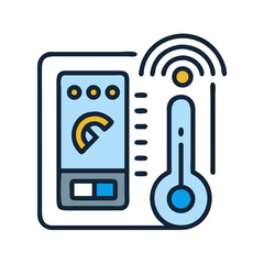 Smart thermostat with wireless connectivity vector illustration icon