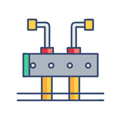 Stylized graphic of industrial equipment on a black background