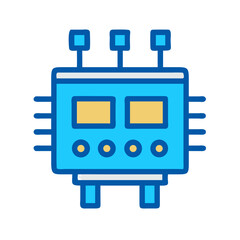 Stylized illustration of a computer chip on black background