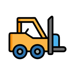 Minimalistic forklift illustration on black background with vibrant colors