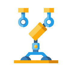 Abstract robotic arm machine with geometric shapes on black