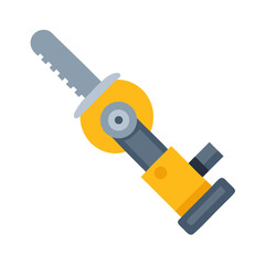 Flat vector illustration of saw on a black background