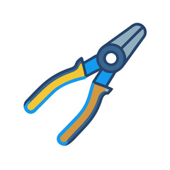 Illustration of blue and yellow pliers on black background