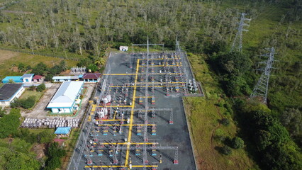 Aerial view of an electricity substation in Indonesia