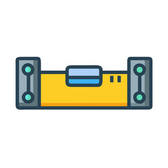 Cartoon Illustration of a Spirit Level Tool on Black