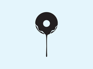 Elegant Silhouette of Doughnut with Thick Drip on White Background
