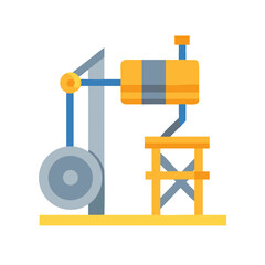 Retro flat illustration of a construction crane on black