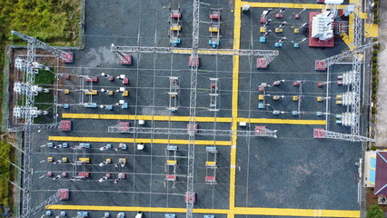 Aerial view of an electricity substation in Indonesia
