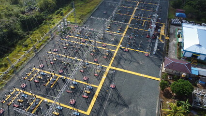 Aerial view of an electricity substation in Indonesia
