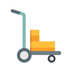 Hand truck with cardboard box against black background vector