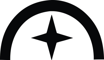 Elegant geometric silhouette vector design of a celestial star beneath a graceful archway symbol