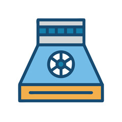 Stylized Nuclear Power Plant Tower in Flat Design Style