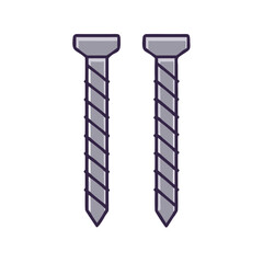 Two metal screws on a dark black isolated background