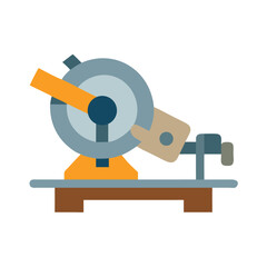 Abstract flat illustration of industrial saw on black background