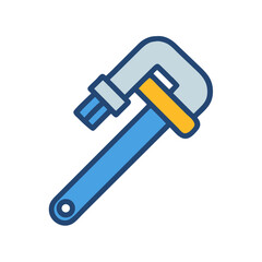 Stylized clamp tool illustration on black background for construction