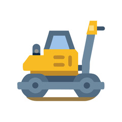 Flat design roller compactor construction vehicle isolated illustration
